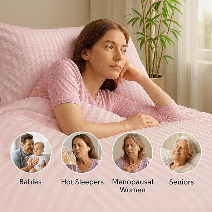 wsoko 400tc all season satin strip ac premium comforter with bedsheet super king size (90x100) 4p set