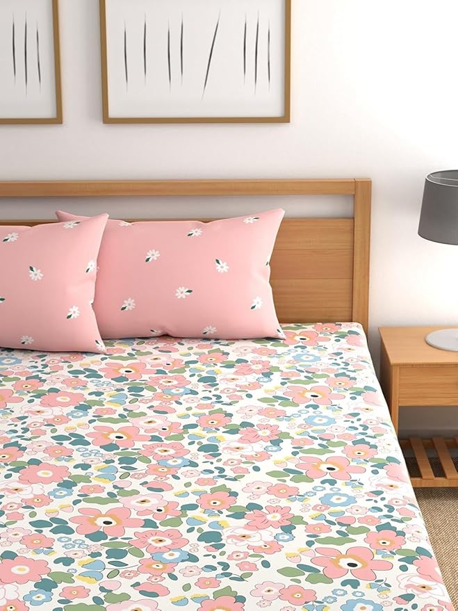 WSOKO PREMIUM COTTON. 100%.TC.400.SUPAR KING SIZE 108x108 BEDSHEET 2PILLO 3P SET MULTI COLOUR