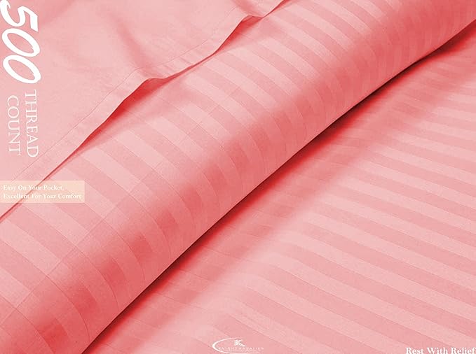 WSOKO 100% PREMIUM STRIP PALAN COTTON  BEDSHEET 300TC 2PILLO 3P SET SUPAR KING  SIZE 108X108
