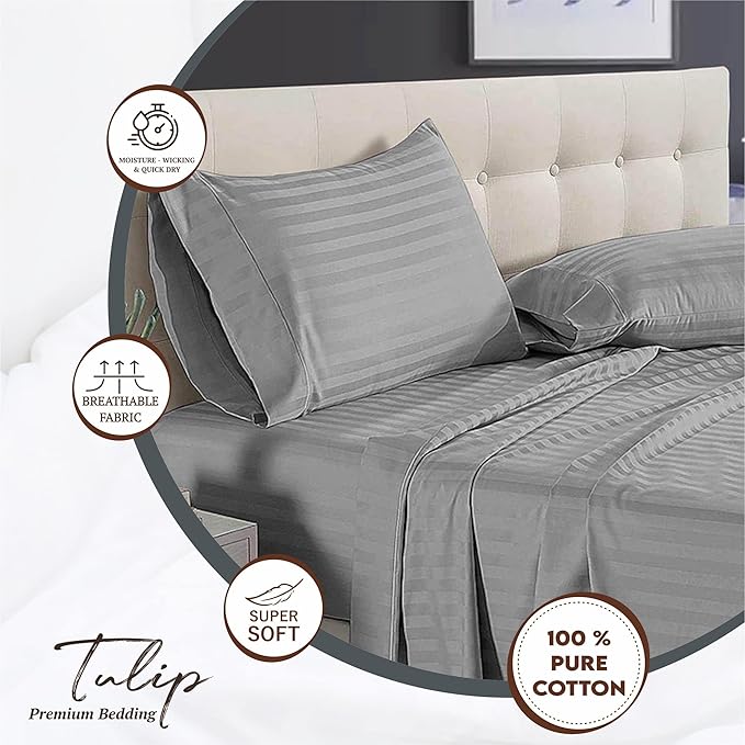 wsoko premium,strip,cotton.400tc.bedsheet.super,king size.(108x108.)