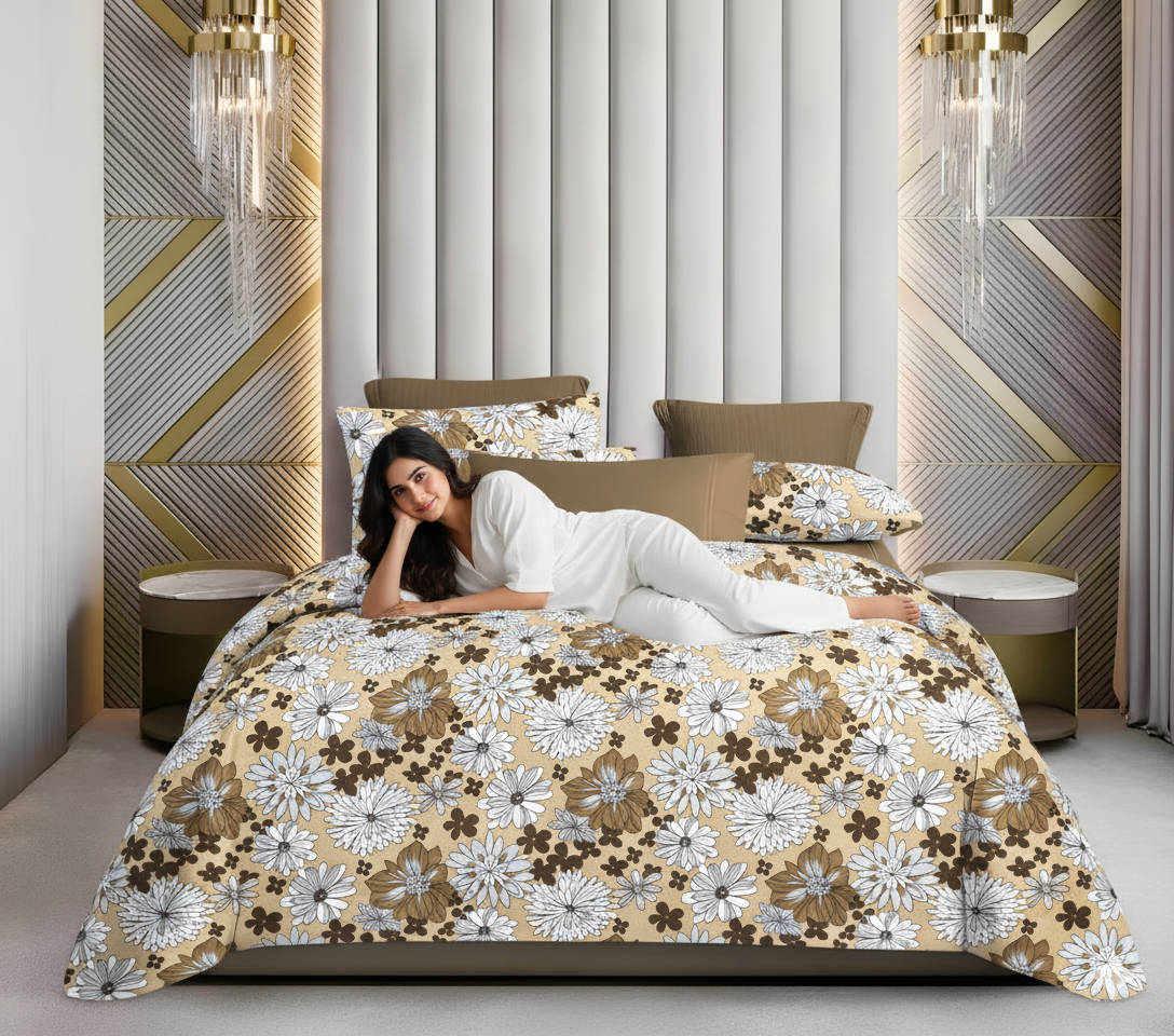WSOKO 100%.PREMIUM COTTON..TC.400.SUPAR KING SIZE 108x108 BEDSHEET 2PILLO 3P SET MULTI COLOUR