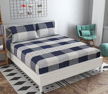WSOKO PREMIUM COTTON. 100%.TC.400.SUPAR KING SIZE 108x108 BEDSHEET 2PILLO 3P SET MULTI COLOUR