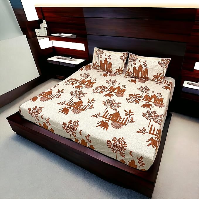 WSOKO 100%.PREMIUM COTTON..TC.400.SUPAR KING SIZE 108x108 BEDSHEET 2PILLO 3P SET MULTI COLOUR