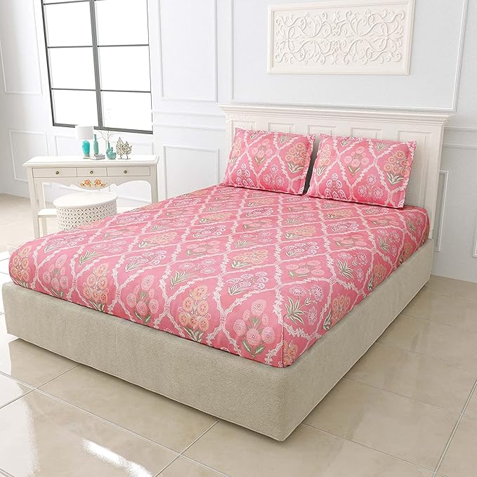 WSOKO PREMIUM COTTON. 100%.COTTON TC 400.SUPAR KING SIZE 108x108 BEDSHEET 2PILLOW  3P SET MULTI COLOUR