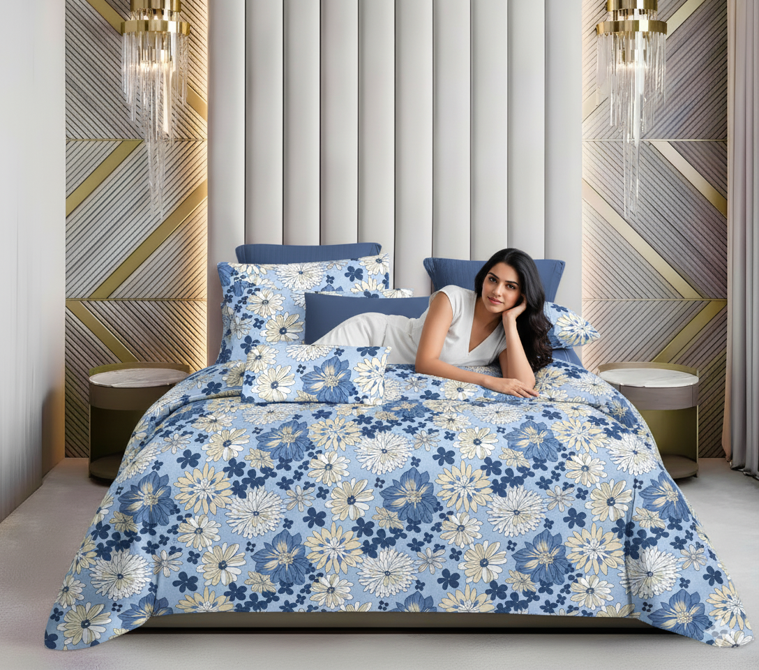 WSOKO 100%.PREMIUM COTTON..TC.400.SUPAR KING SIZE 108x108 BEDSHEET 2PILLO 3P SET MULTI COLOUR