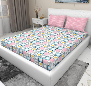 WSOKO 100%.PREMIUM COTTON..TC.400.QUEEN SIZE 90x100 BEDSHEET 2PILLO 3P SET MULTI COLOUR