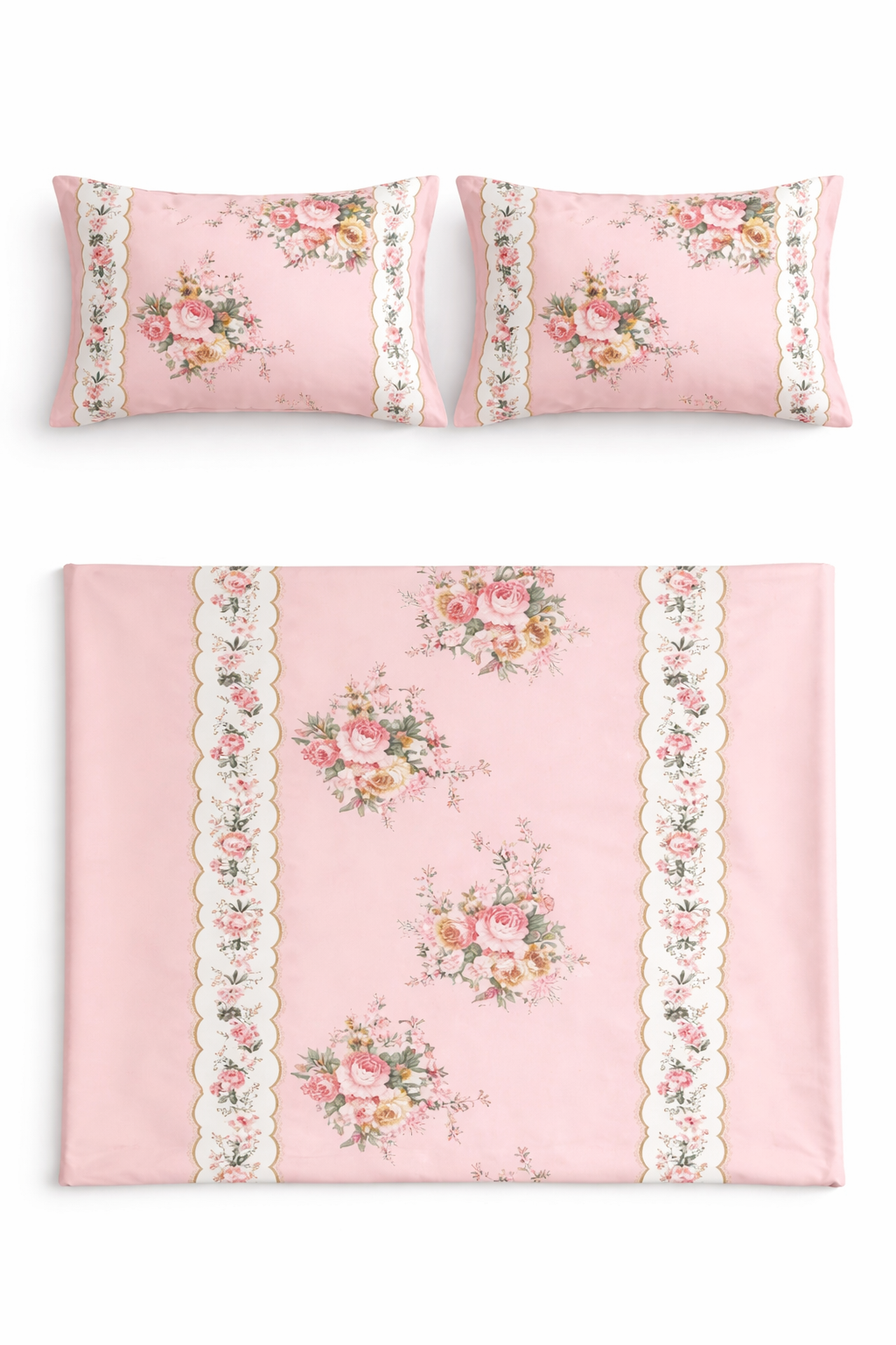 baby bedsheet pink Super King Size Bedsheet 108x108 | 100% Pure Cotton | 400 TC Wsoko Cotton | Includes 2 Pillow Covers