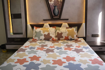 WSOKO PREMIUM COTTON. 100%.TC.400.SUPAR KING SIZE 108x108 BEDSHEET 2PILLO 3P SET MULTI COLOUR
