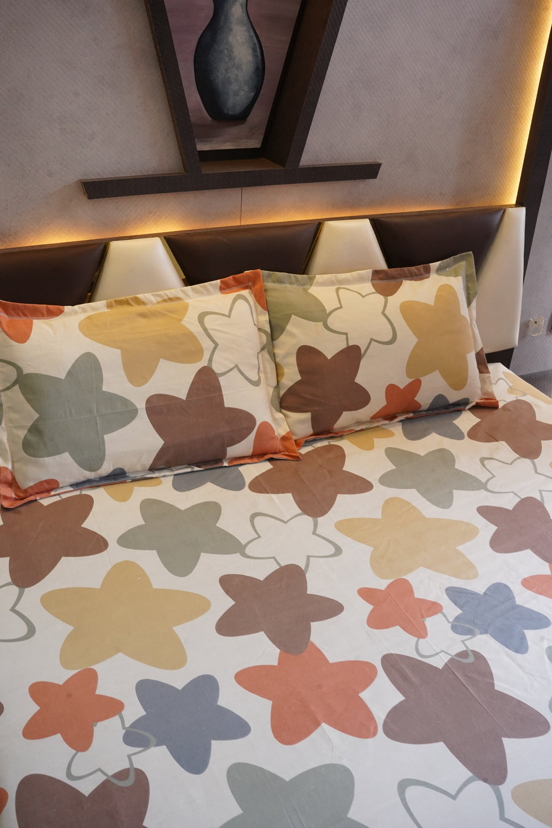 WSOKO PREMIUM COTTON. 100%.TC.400.SUPAR KING SIZE 108x108 BEDSHEET 2PILLO 3P SET MULTI COLOUR