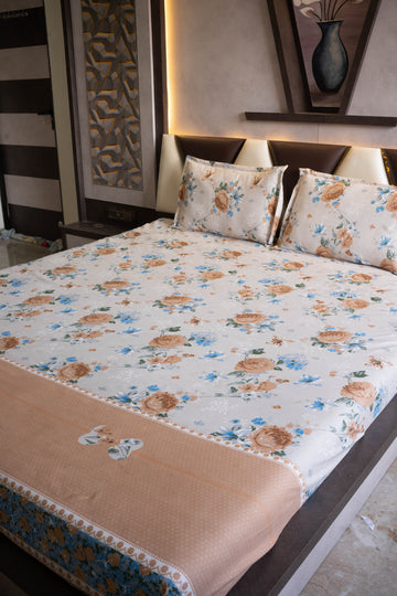 WSOKO PREMIUM COTTON.100% TC 300 QUEEN SIZE 90X100 BEDSHEET 2PILLO 3P SET MULTI COLOUR