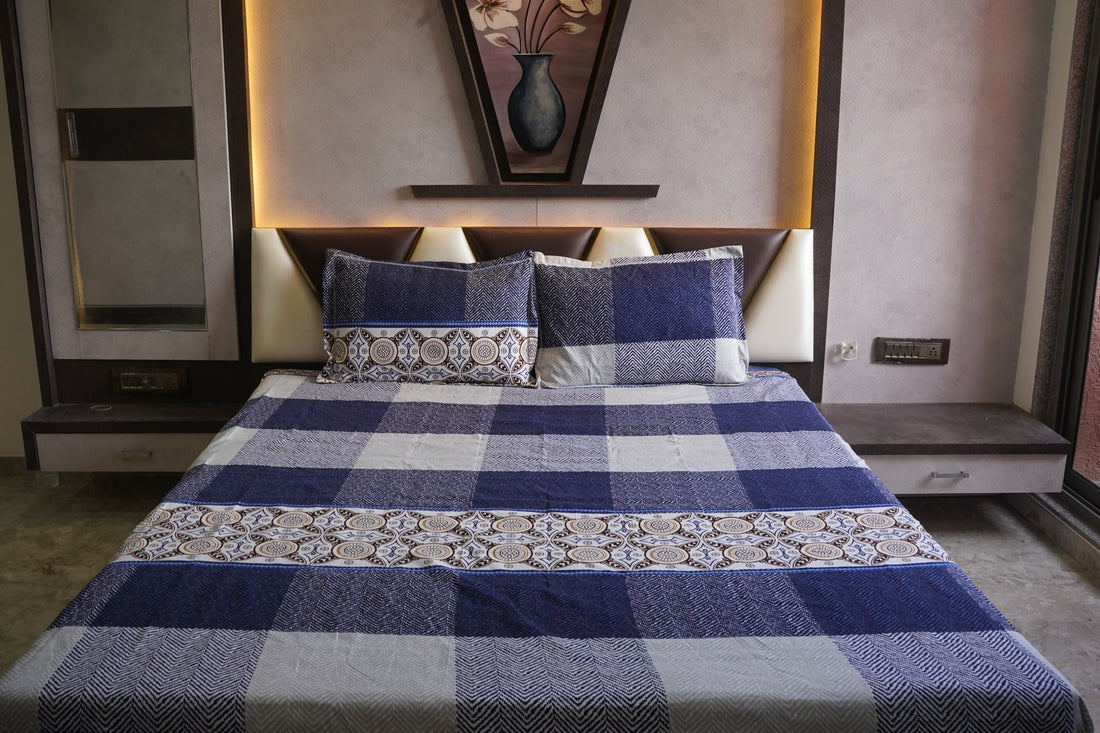 WSOKO PREMIUM COTTON. 100%.TC.400.SUPAR KING SIZE 108x108 BEDSHEET 2PILLO 3P SET MULTI COLOUR