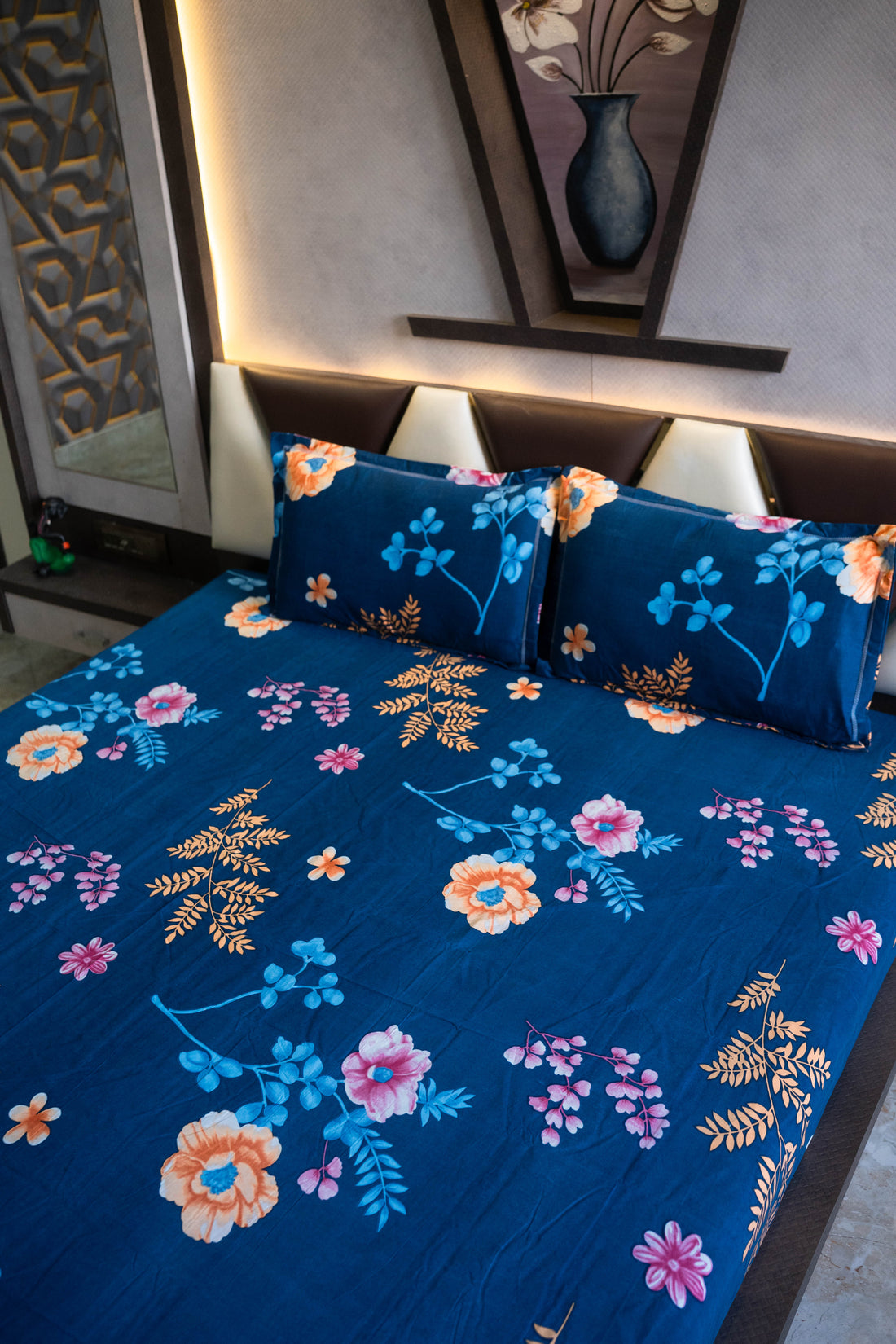 WSOKO 100%.PREMIUM COTTON..TC.400.QUEEN SIZE 90x100 BEDSHEET 2PILLO 3P SET MULTI COLOUR