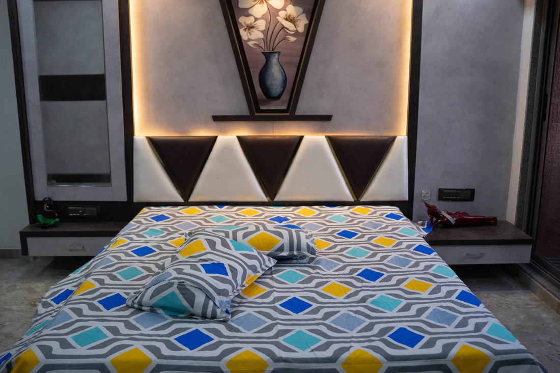 WSOKO 100%.PREMIUM COTTON..TC.400.QUEEN SIZE 90x100 BEDSHEET 2PILLO 3P SET MULTI COLOUR