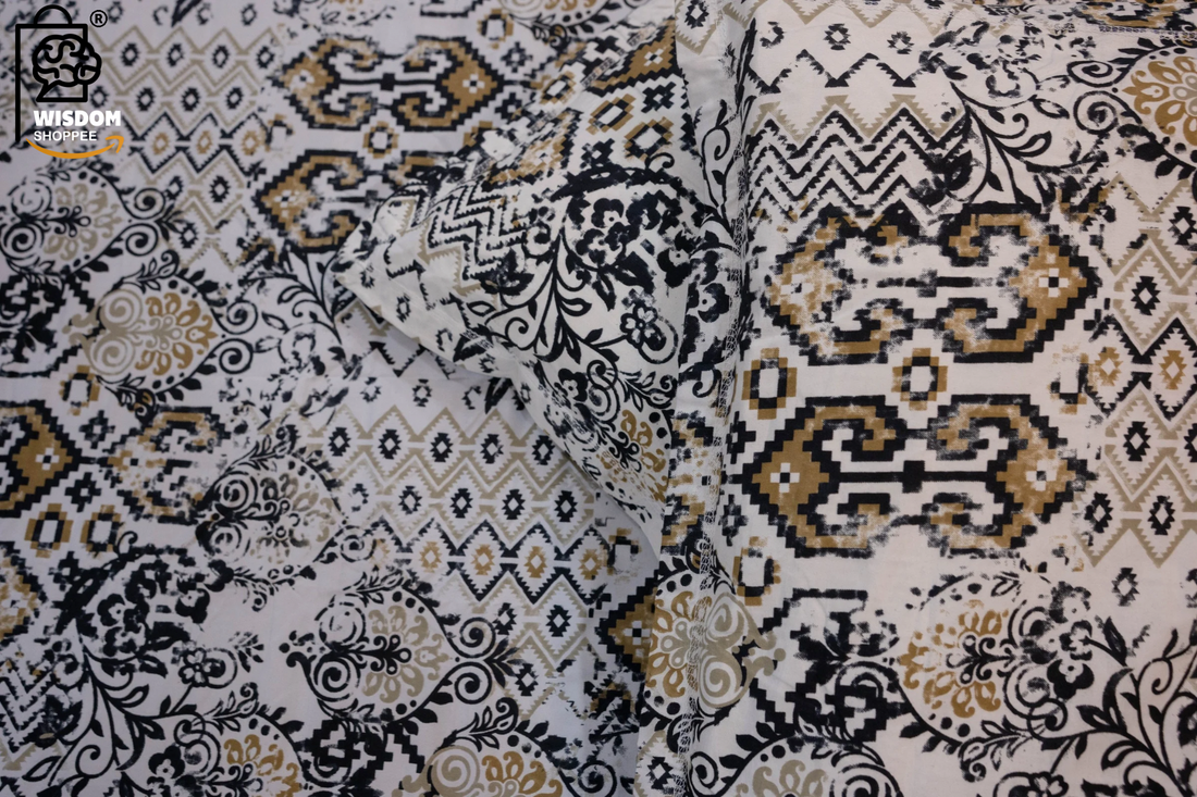 WSOKO PREMIUM COTTON. 100%.TC.400.SUPAR KING SIZE 108x108 BEDSHEET 2PILLO 3P SET MULTI COLOUR