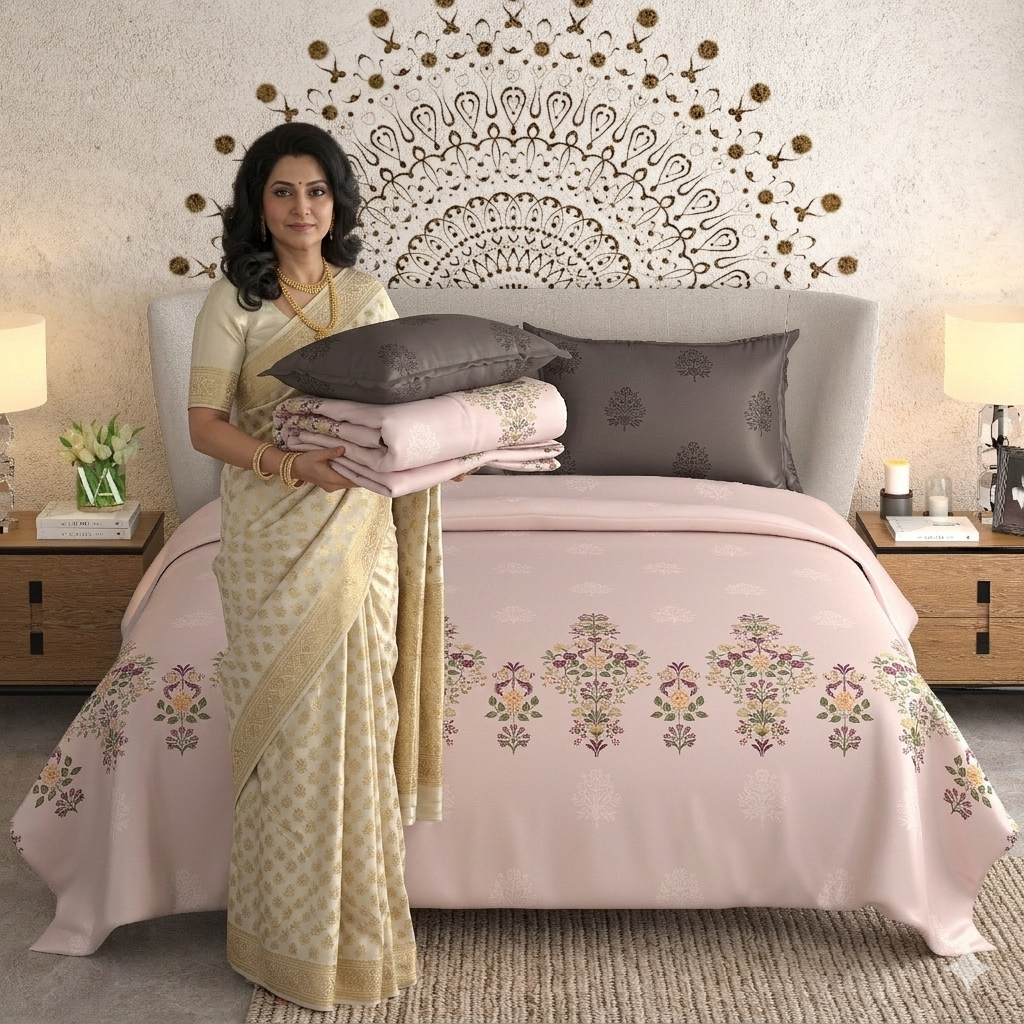500 TC 100% Pure Cotton King Size Bedsheet  with 2 Pillow Covers (108 x 108 inch)