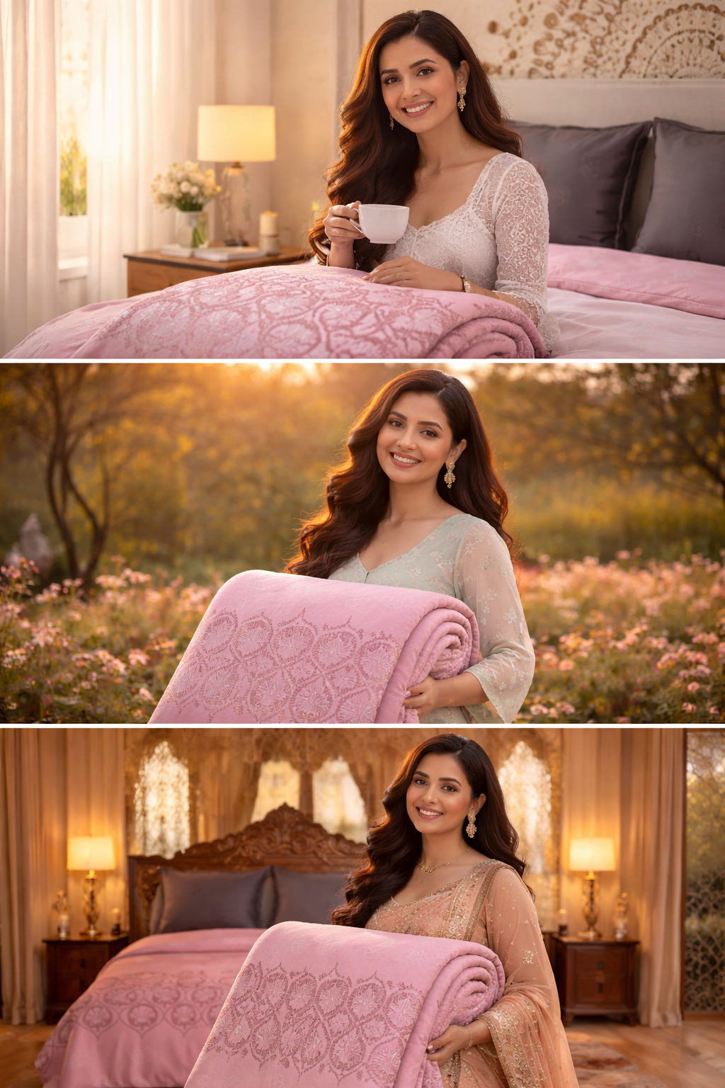 500 TC King Embroidered Bed Sheet - King Size -wsoko 100% Cotton with 2-Pillow Covers- Solid Color with Embroidery