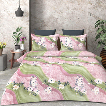 WSOKO 100%.PREMIUM COTTON..TC.400.QUEEN SIZE 90x100 BEDSHEET 2PILLO 3P SET MULTI COLOUR