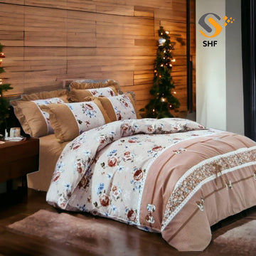 WSOKO 100%.PREMIUM COTTON..TC.400.QUEEN SIZE 90x100 BEDSHEET 2PILLO 3P SET MULTI COLOUR