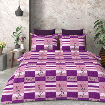 WSOKO PREMIUM COTTON.100% TC 300 QUEEN SIZE 90X100 BEDSHEET 2PILLO 3P SET MULTI COLOUR