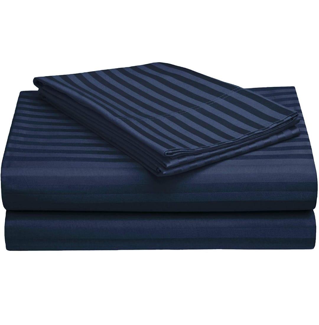 WSOKO 100% PREMIUM STRIP PALAN COTTON  BEDSHEET 300TC 2PILLO 3P SET QUEEN SIZE 90X100