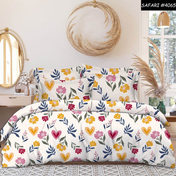 WSOKO 100%.PREMIUM COTTON..TC.400.QUEEN SIZE 90x100 BEDSHEET 2PILLO 3P SET MULTI COLOUR