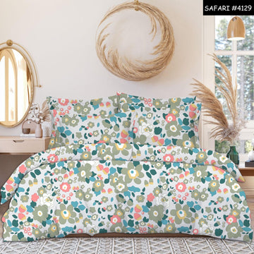 WSOKO 100%.PREMIUM COTTON..TC.400.QUEEN SIZE 90x100 BEDSHEET 2PILLO 3P SET MULTI COLOUR