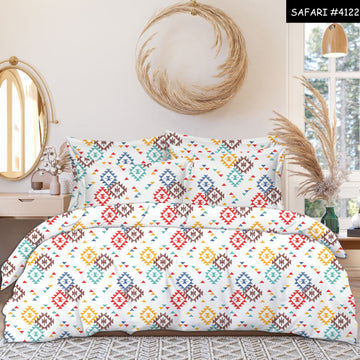 WSOKO 100%.PREMIUM COTTON..TC.400.QUEEN SIZE 90x100 BEDSHEET 2PILLO 3P SET MULTI COLOUR