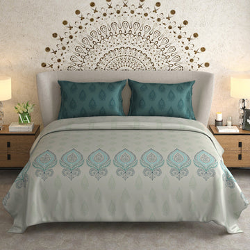 wsoko100% pure Cotton500tc,super,king size Bedsheet with 2 Pillow (Size 108 x 108 inch)