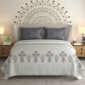 500 TC 100% Pure Cotton King Size Bedsheet ,with 2 Pillow ; (108 x 108 inch) | Elegant Royal Golden