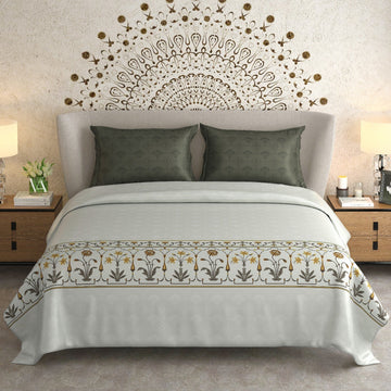 100% Egyptian Cotton 500TC, Bed Sheets Flat Bedsheet King Bed Size  with 2 Pillow Covers (108 x 108