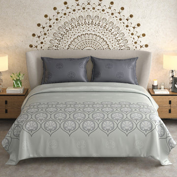500TC King Embroidered Bed Sheet - King Size -wsoko 100% Cotton with 2-Pillow Covers- Solid Color with Embroidery